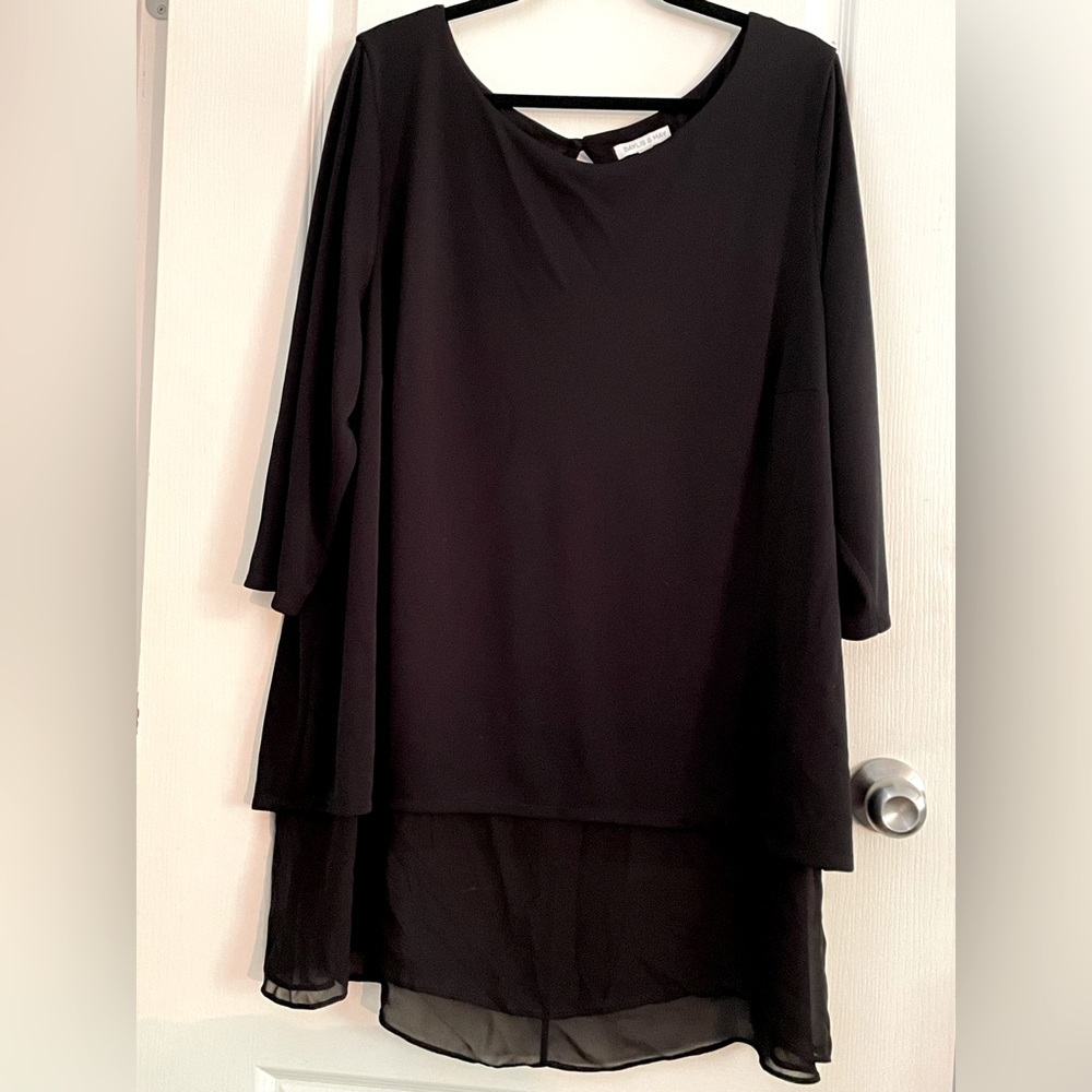 Black Stretch Tunic with Chiffon underlay